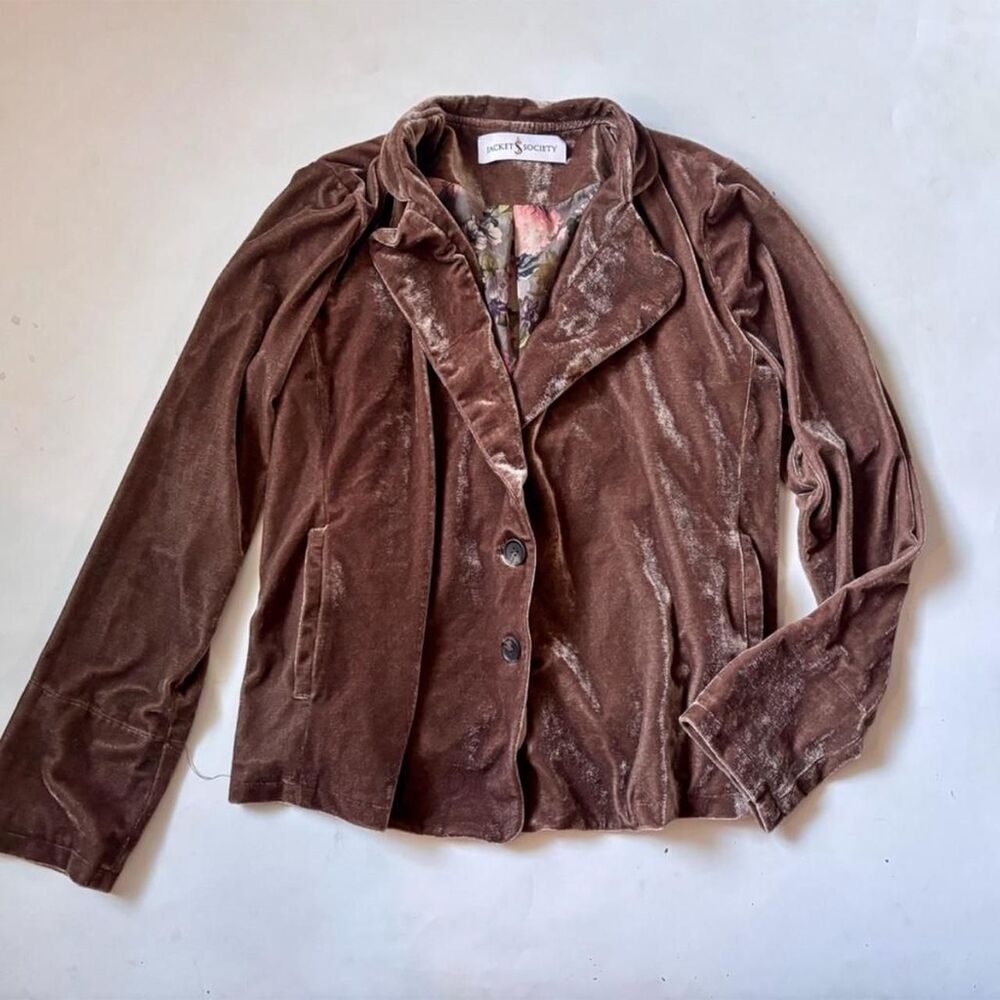 Jacket Society Eclectic boho bronze velvet blazer jacket